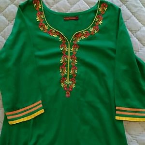 Green Embroidered Indian Kaftan